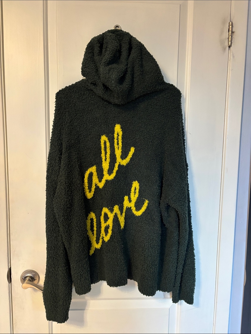 aerie Dark Green Teddy Sherpa Hoodie - Marshmallow Material